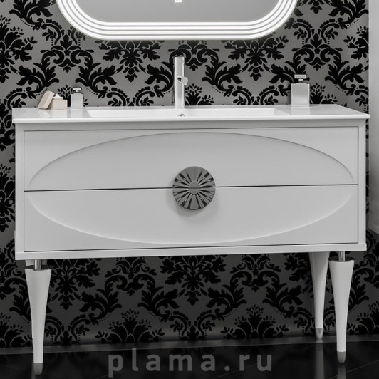 Тумба для комплекта Smile Ибица 120 белая, фурнитура хром