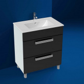 Тумба с раковиной Triton Ника 75 напольная, 2 ящика, черная