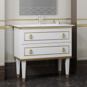 Тумба с раковиной Smile Порто 80 белая, золото