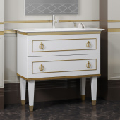 Тумба для комплекта Smile Порто 100 белая, золото