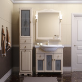 Шкаф-пенал Opadiris Тибет 40 L слоновая кость, с бельевой корзиной