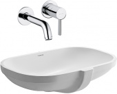 Комплект  Смеситель Kludi Bozz 382440576 для раковины + Рукомойник Duravit D-Code 0338490000 встраиваемый