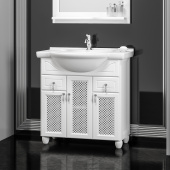 Тумба с раковиной Opadiris Тибет 80 с декоративной решеткой, белая матовая