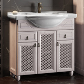 Тумба с раковиной Opadiris Тибет 80 с декоративной решеткой, беленый бук