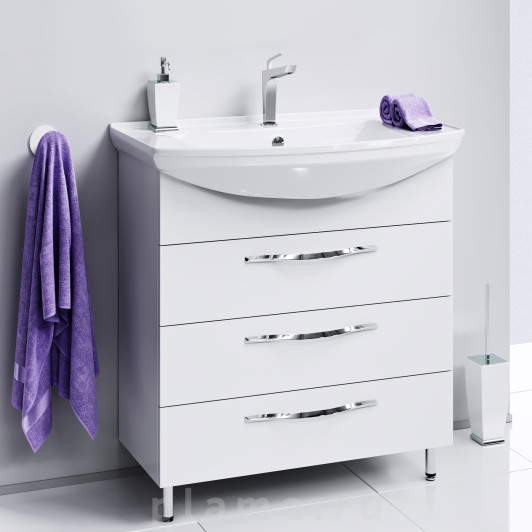 Тумба с раковиной Aqwella Allegro 75 с 3 ящиками (уценка: потертость)