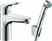 Смеситель Hansgrohe Focus 31927000 для раковины с гигиеническим душем, с донным клапаном Push-Open plama.ru