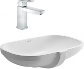 Комплект  Смеситель Grohe Eurocube 23445000 для раковины + Рукомойник Duravit D-Code 0338490000 встраиваемый