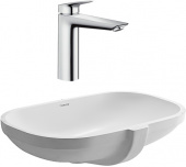 Комплект  Смеситель Hansgrohe Logis 71090000 для раковины + Рукомойник Duravit D-Code 0338490000 встраиваемый