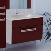Тумба с раковиной Triton Ника 75 подвесная, 1 ящик, вишневая