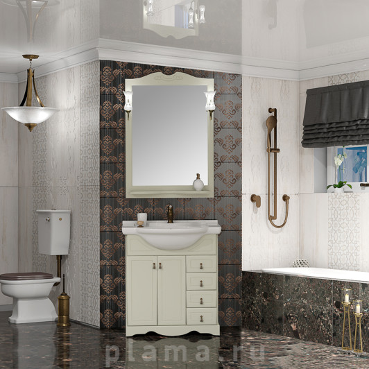 Мебель для ванной Opadiris Клио 70 напольная, слоновая кость