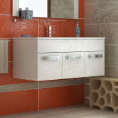 Тумба с раковиной Triton Ника 120 подвесная, 1 дверь, 2 ящика, белая