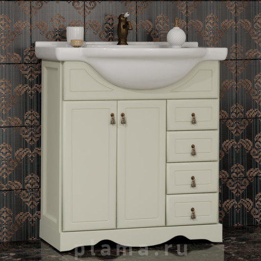 Тумба с раковиной Opadiris Клио 70 напольная, слоновая кость